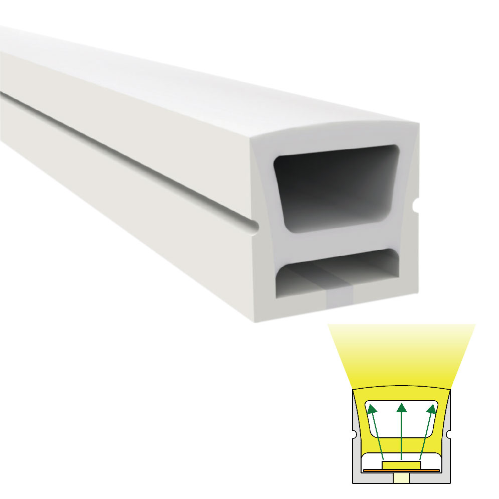 Flex Silicone LED Strip Diffuser Outdoor Profile 120° Top Emitting 14*14mm Flex Silicone LED Strip Diffuser Outdoor Profile 120° Top Emitting 14*14mm